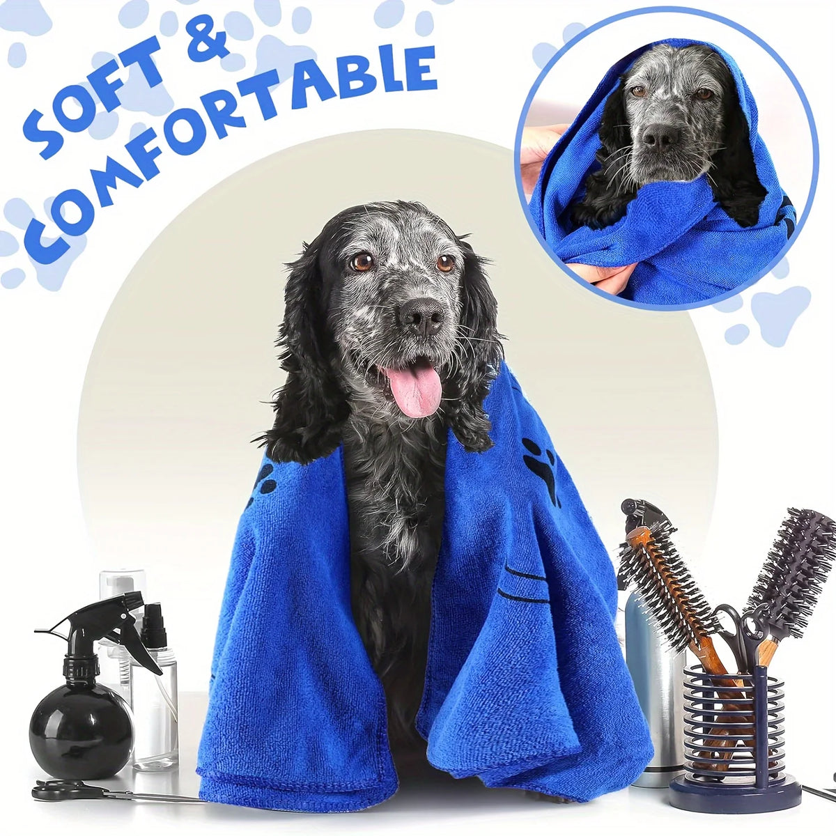 Dog Towel Drying Dog Cat Pet Towel, Puppy Microfiber Quick-Drying Dog Claw Bath Towel, Pet Bath Products Absorbent Medium Dog